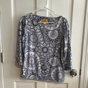 Elegant Mandala Patterned Blouse in Blue